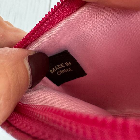 Coach Pink Silver Leather Logo Wristlet Wallet Satin Lined Y2K Style Barbiecore - Picture 9 of 11